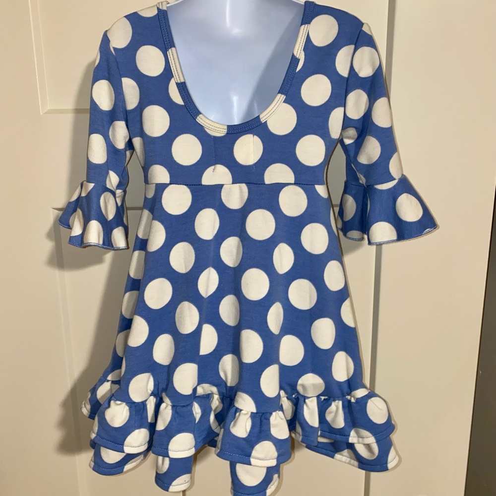 OH DEER! CHILDREN’s BOUTIQUE BLUE WHITE POLKA DOT TWIRLING DRESS 2T GIRLS - Picture 6 of 7